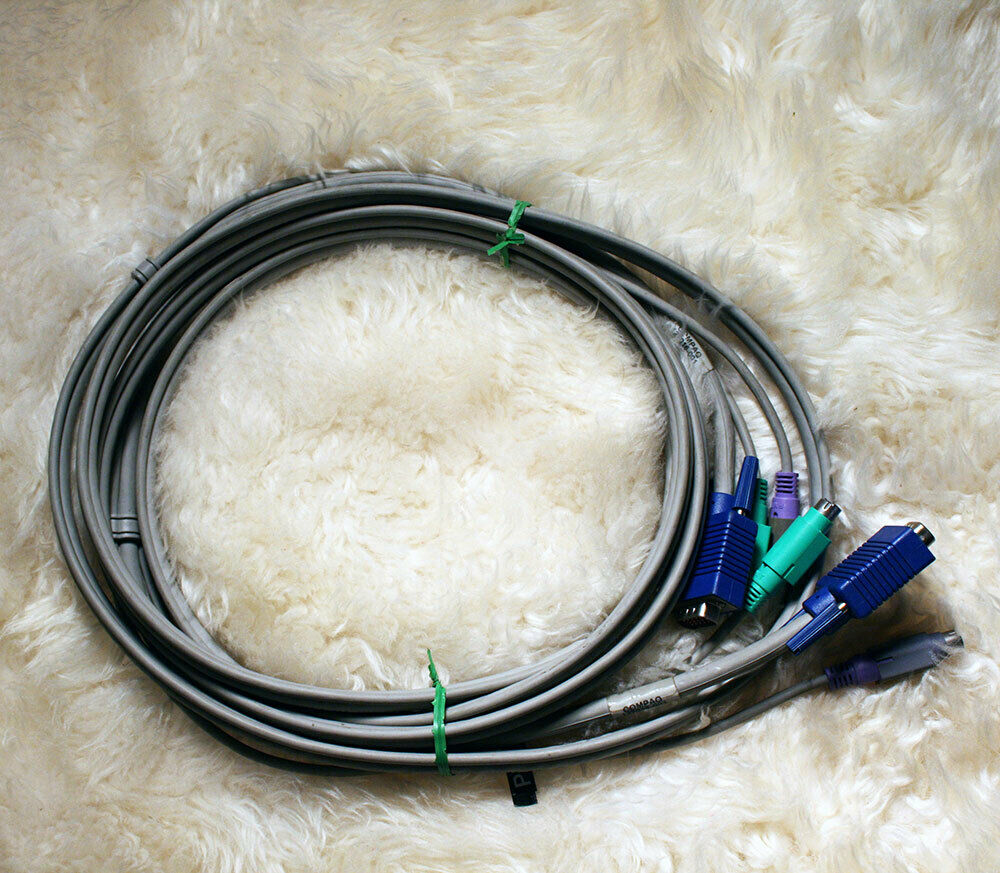 12 Ft. Ps2 Kvm Switch Computer Cables For Vga Keyboard Mouse