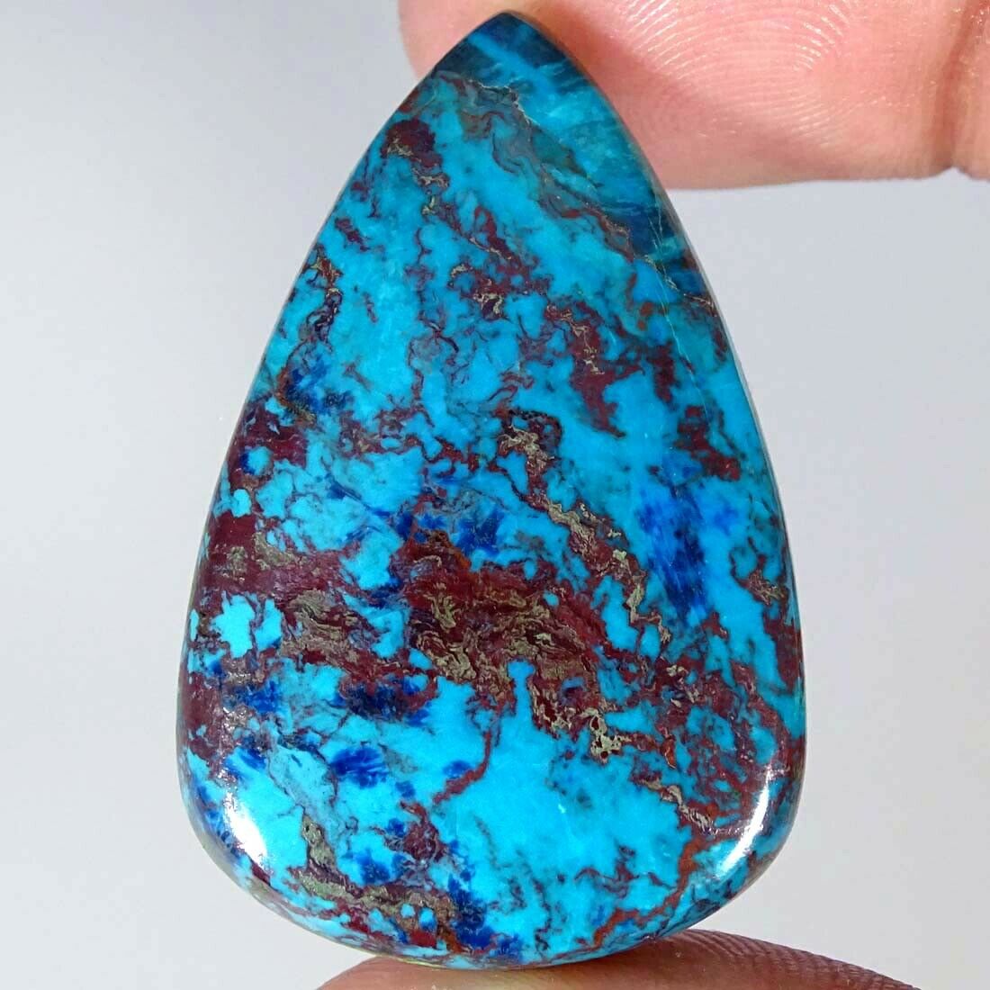 53.60cts Natural Blue Azurite Pear Cabochon Loose Gemstone