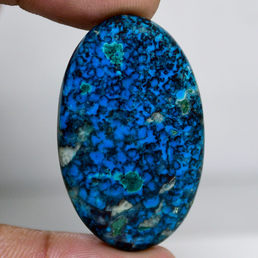 100% Natural Blue Azurite Cabochon 58.25 Cts Oval Shape 26x43x5 Mm Gemstone