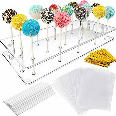 Cake Pop Display Stand 21 Hole Clear Acrylic Lollipop Holder With 50 Pieces L...
