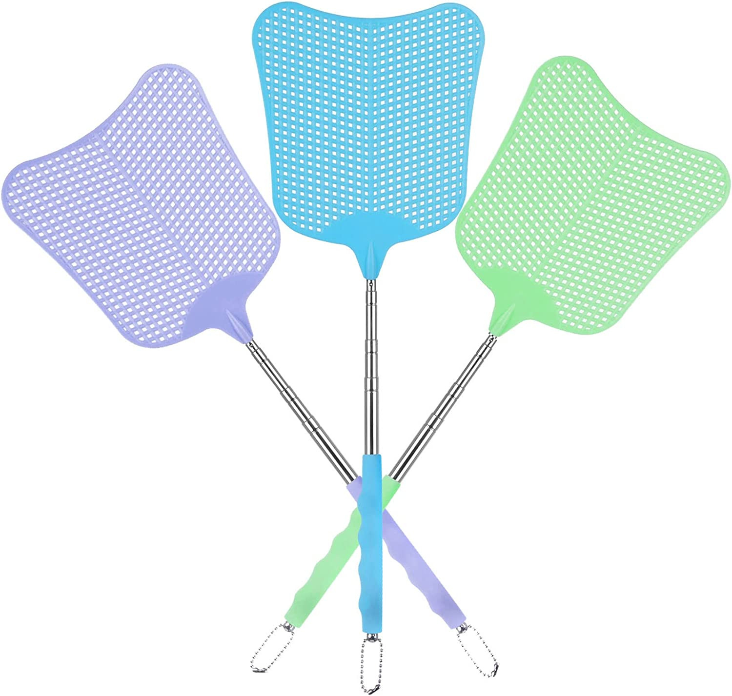 Extendable Fly Swatters, Strong Flexible Plastic Fly Swatter Heavy Duty Set, Tel