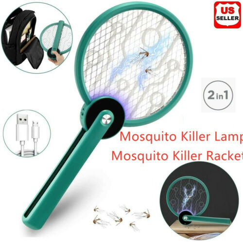 2 In 1 Portable Rechargeable Usb Electric Mosquito Swatter Fly Insect Handheld