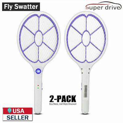 2pcs Electronic Rechargeable Fly Swatter Mosquito Bug Zapper Mosquito Killer