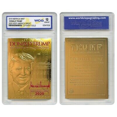 Donald Trump 2020 Keep America Great 23k Gold Signature Card Graded Gem-mint 10