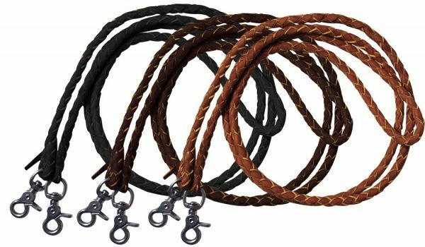 Western Roping Reins 7' Long X 1/2" Round Braided Leather With Scissor Snap Ends