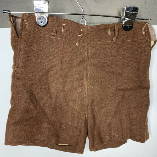 Vtg Wool Boys Sz 24 Waist Suspenders Shorts Brown Costume Display