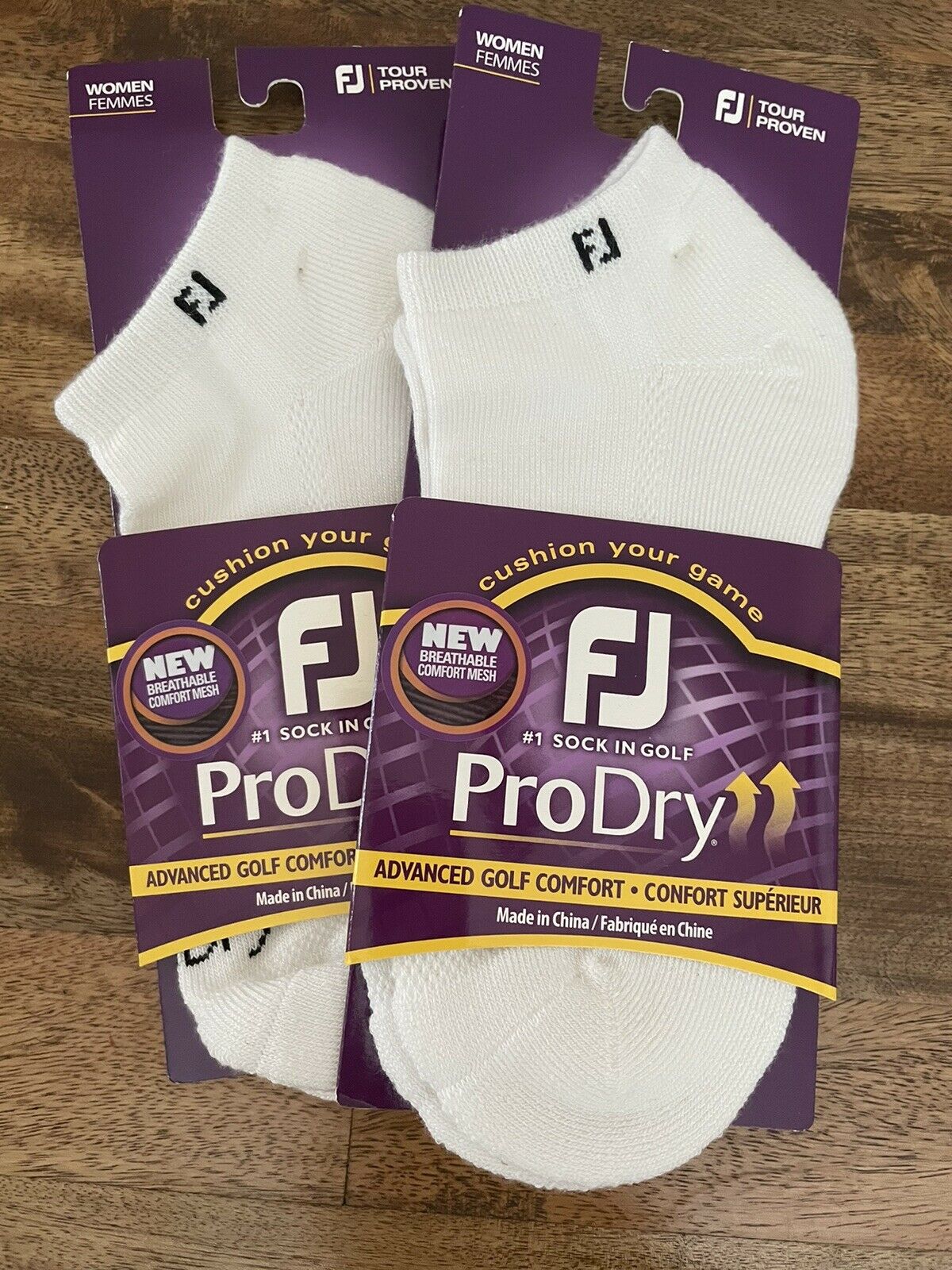 Footjoy Prodry Lightweight Low Cut Women's Golf Socks 2 Pairs New White