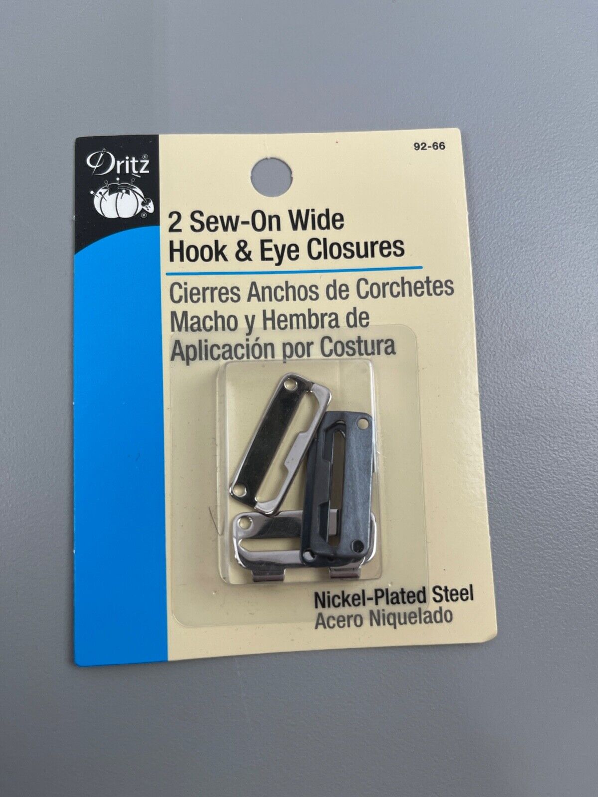 Dritz 92-66 Sew-on Wide Hooks & Eye Closures 2-count Nickel-plated Steel
