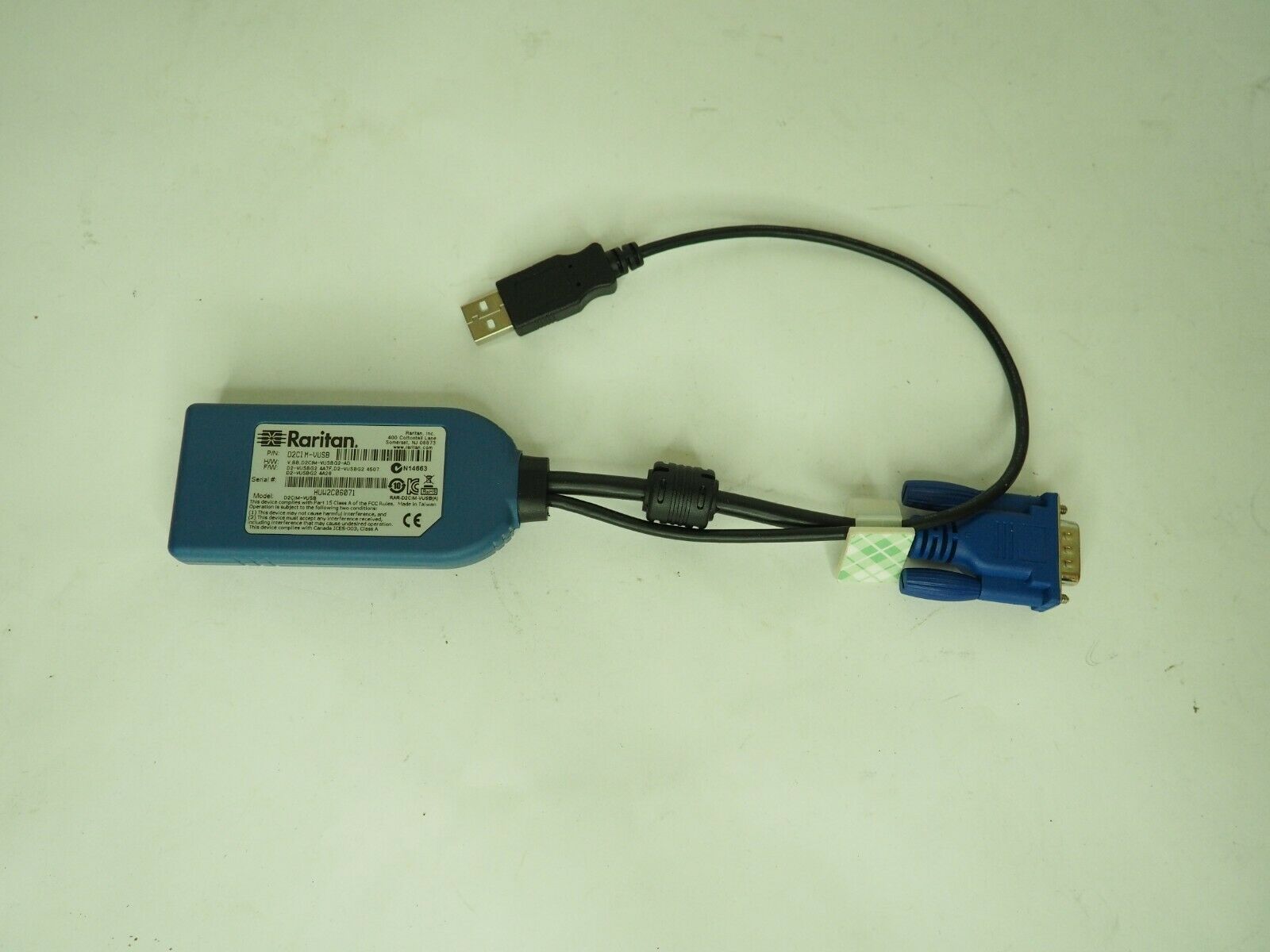 Raritan D2cim-vusb Vga + Usb Kvm Switch Cable Adapter Virtual Media Cable Module