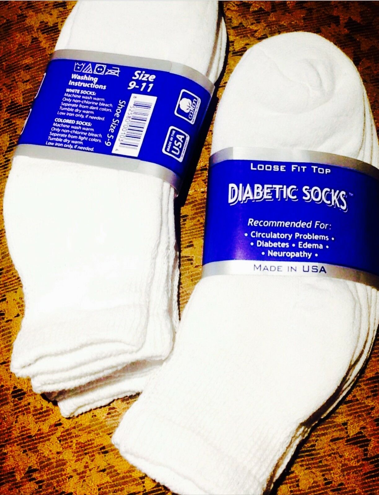 6 Pair Womens Size 9-11 Cotton White Golf Ankle Diabetic Socks Soft Loose Fit