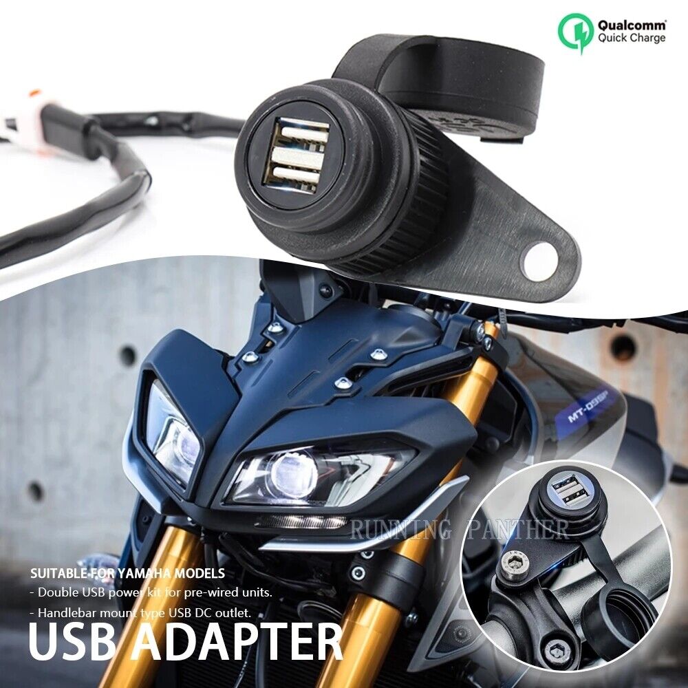 Limhp Motorcycle Usb Charger For Yamaha Mt-09 Mt-07 Sp Dual Usb Charger Adapter