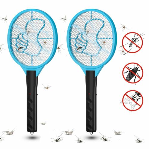 2pcs Dc Power Electric Racket Mosquito Swatter Fly Pest Insect Killer Bug Zapper