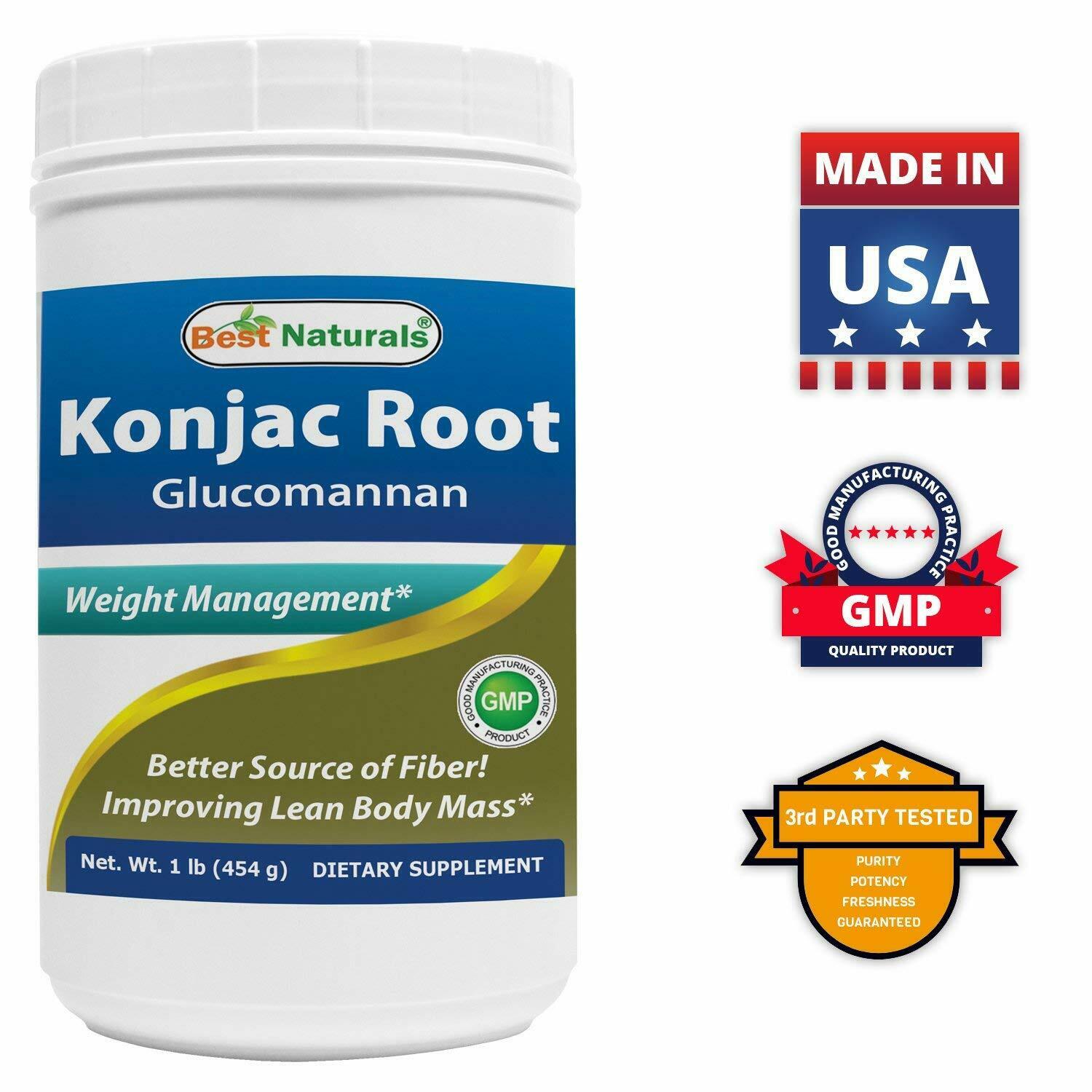 Best Naturals Glucomannan Konjac Root Powder 1lb - Unisex Weight Loss Powder