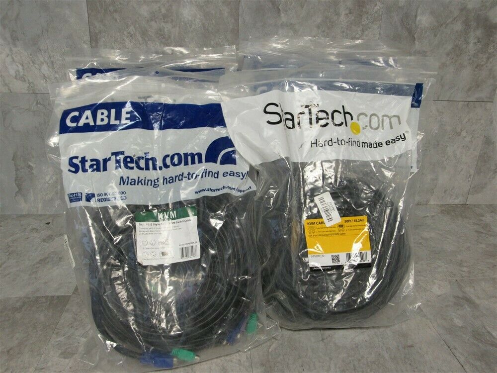 15 New Startech.com 50ft 50' Ps/2 Style 3-in1 Kvm Switch Cable! Svps23n1_50!
