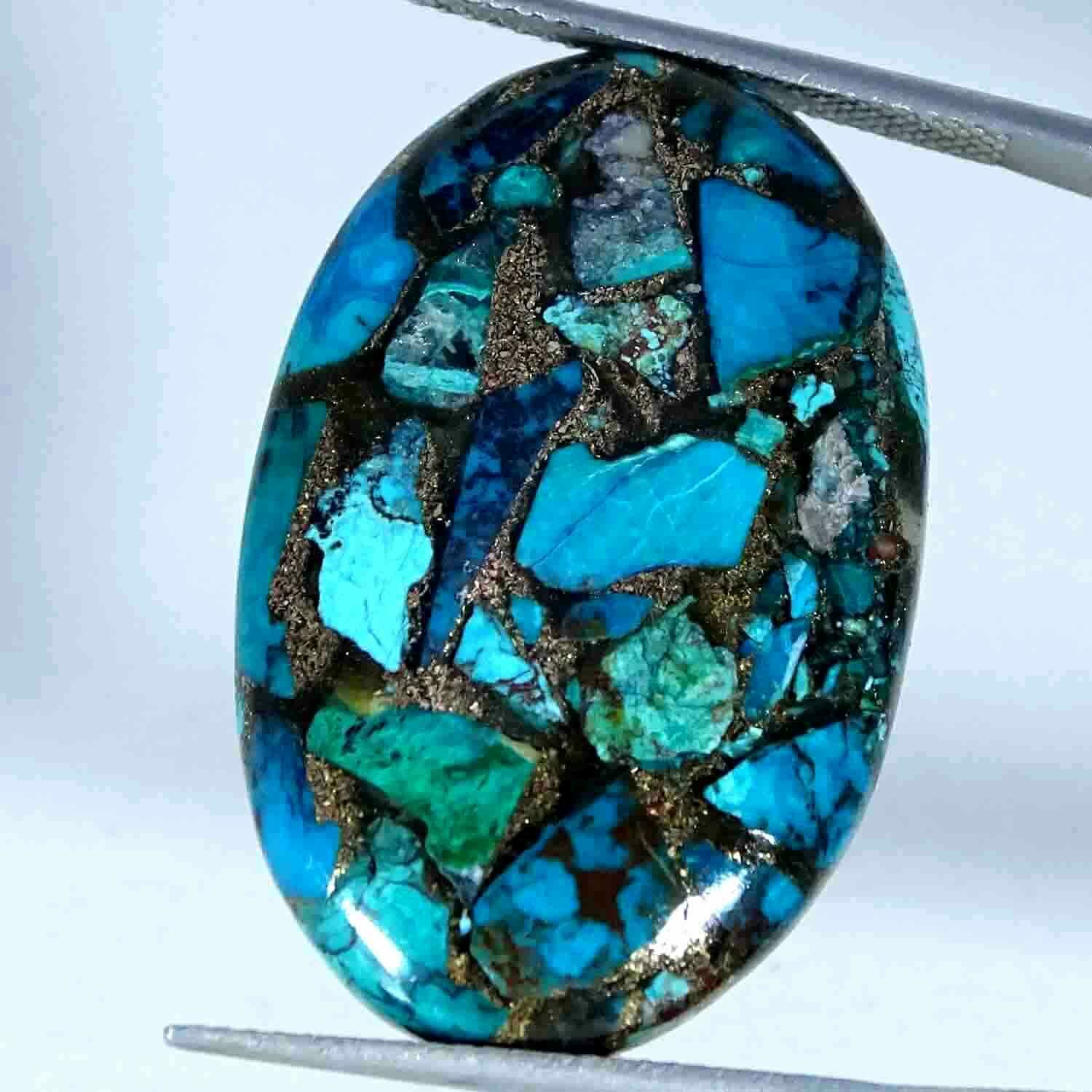 22.50cts A+ Natural Copper Azurite Chrysocolla Oval Cabochon Loose Gemstone