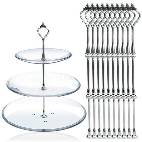 2/3 Tier Cake Cupcake Plate Stand Handle Gold Silver Hardware Fitting Holder
