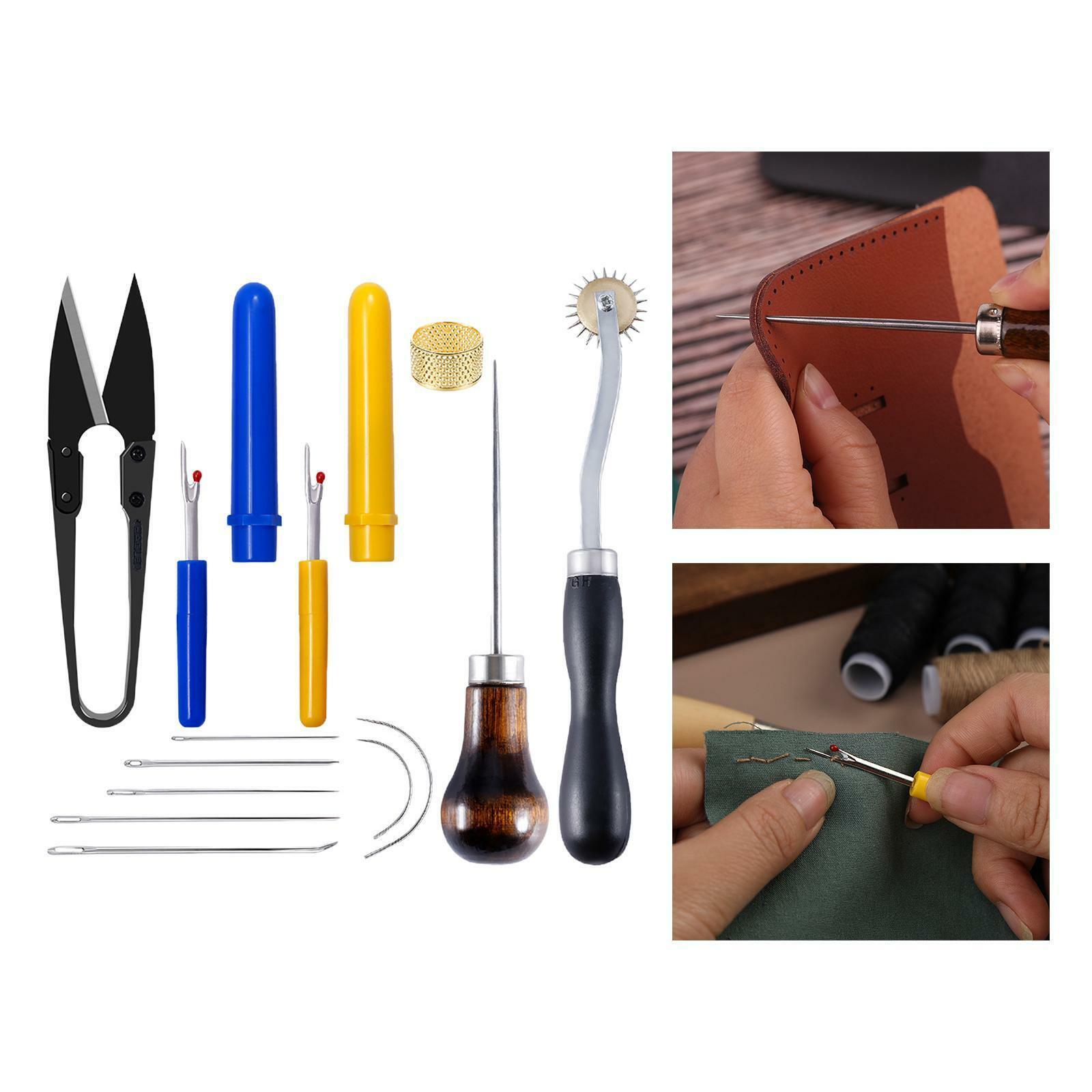 Leather Sewing Tools Kit Thimble Scissor Leathercraft Making For Stitching