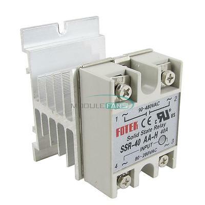 40a Ssr-40aa Solid State Relay Module 80-250v Ac / 24-380v  Aluminum Heat Sink