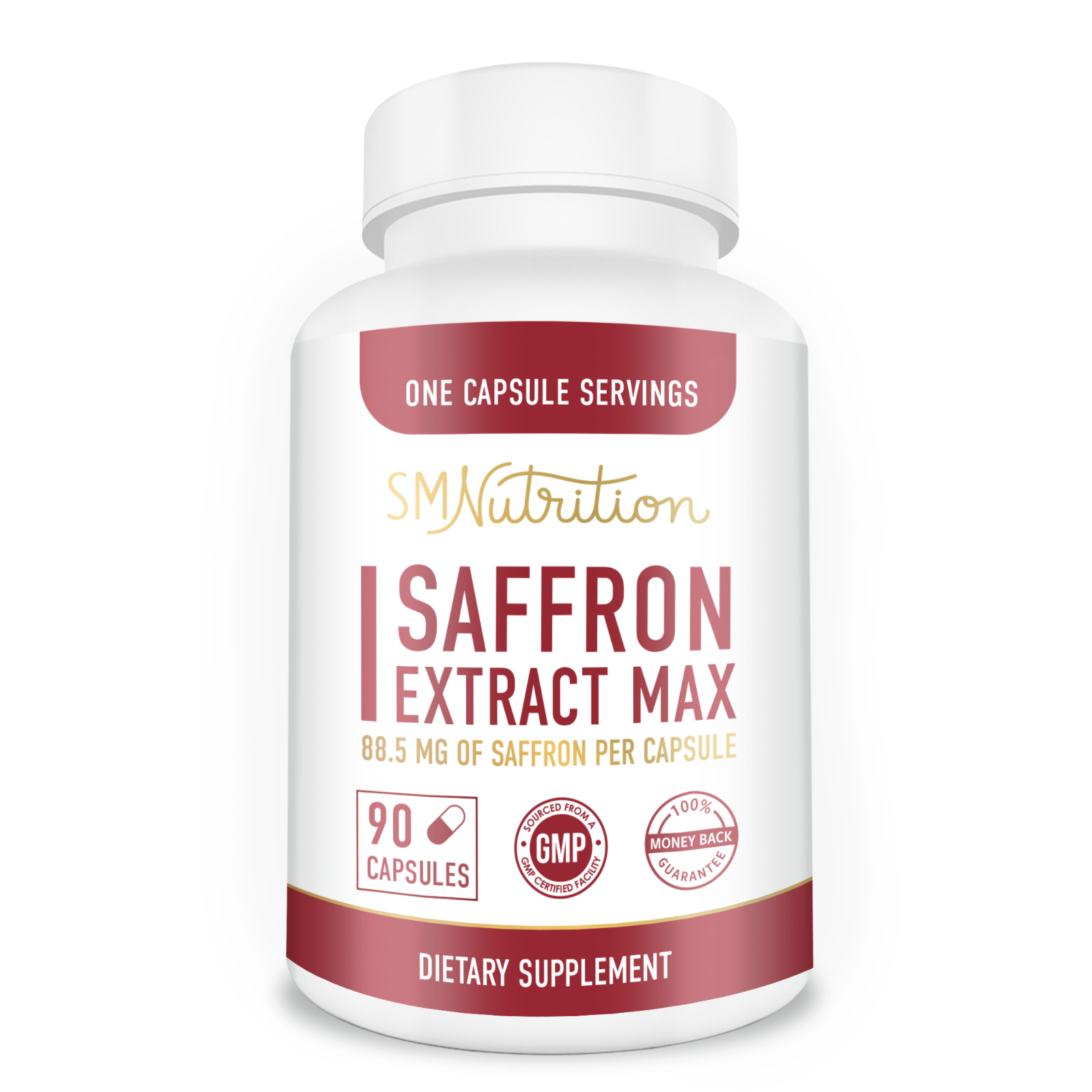 Saffron Supplement 88.5mg (90 Caps) 100% Pure Saffron Extract, Crocus Sativus