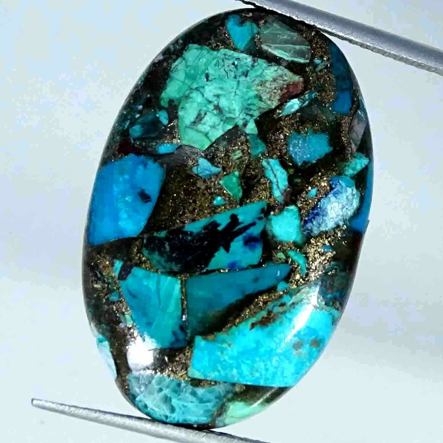 17.50cts Best Natural Copper Azurite Chrysocolla Oval Cabochon Loose Gemstone