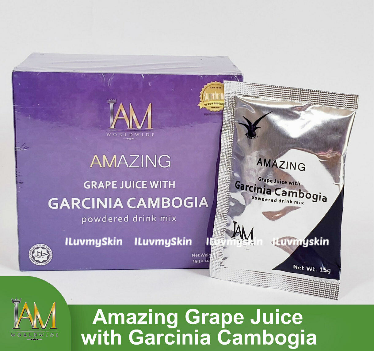 Iam Worldwide Amazing Grape Juice With Garcinia Cambogia 1 Box (10 Sachets)