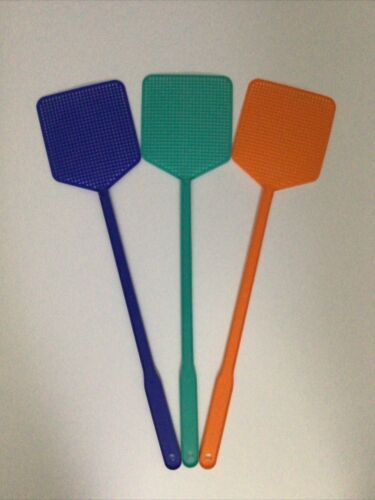 3 Pc New 17” Long Plastic Fly Swatter 3 Assorted Color Pack Insect Wasp Killer