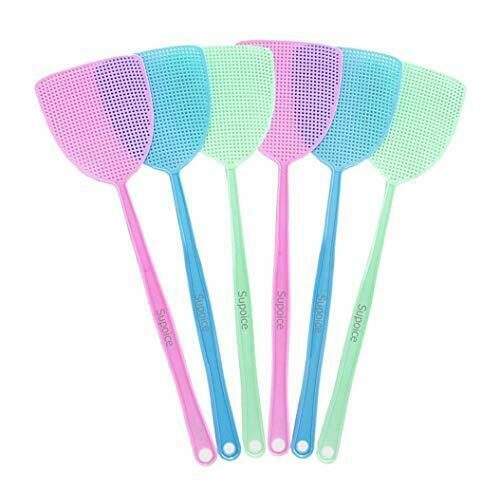6 Pack Fly Swatter Manual Swat Pest Control Plastic With Long Handle Assorted...
