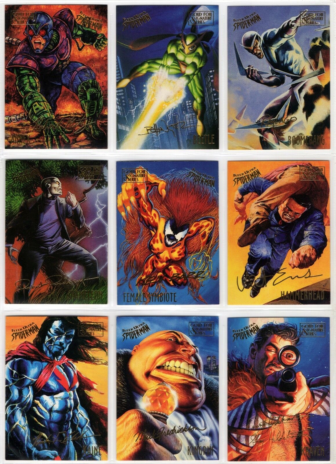 1995 Ultra Spider-man Premiere Gold Signature Foil You Pick, Finish Your Set