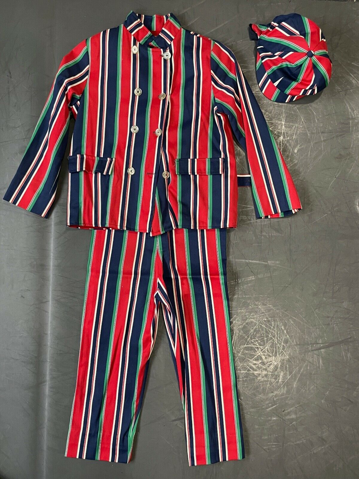 Vintage 1950 1960 Red White & Blue Striped Show Overalls * Suit * 4t 5t Wow!