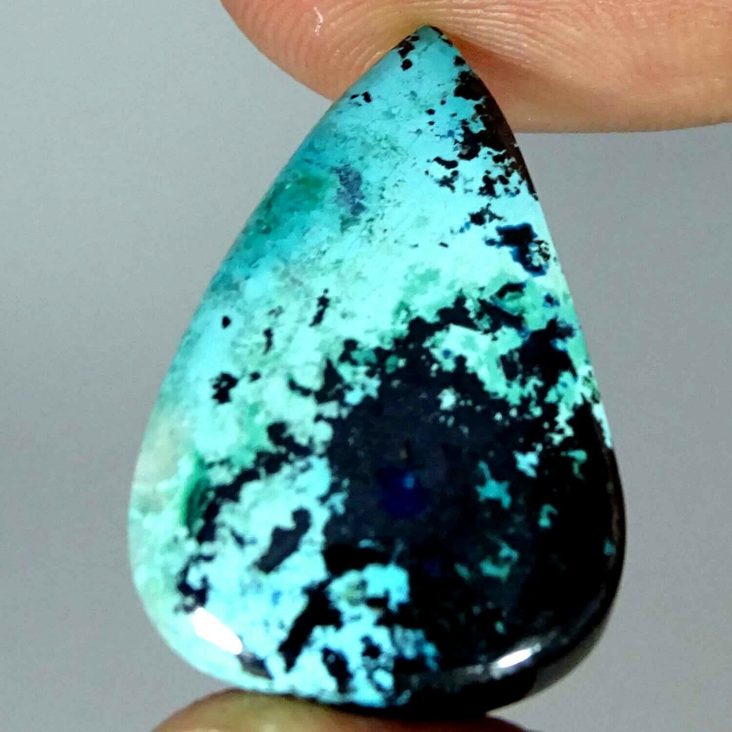 23.70cts A+ 100%natural Azurite Pear Cabochon Loose Gemstone