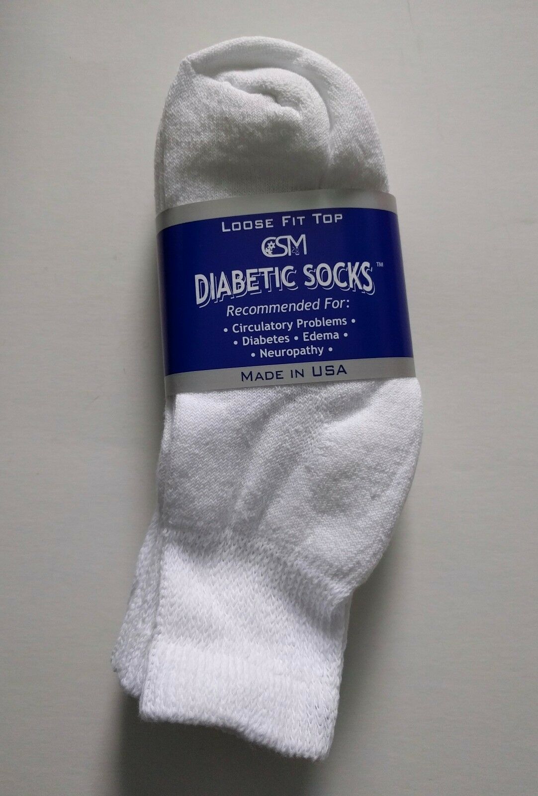 Womens Diabetic Casual White Golf Socks Sz9-11 Loose Fit Top 3 Pairs Made In Usa