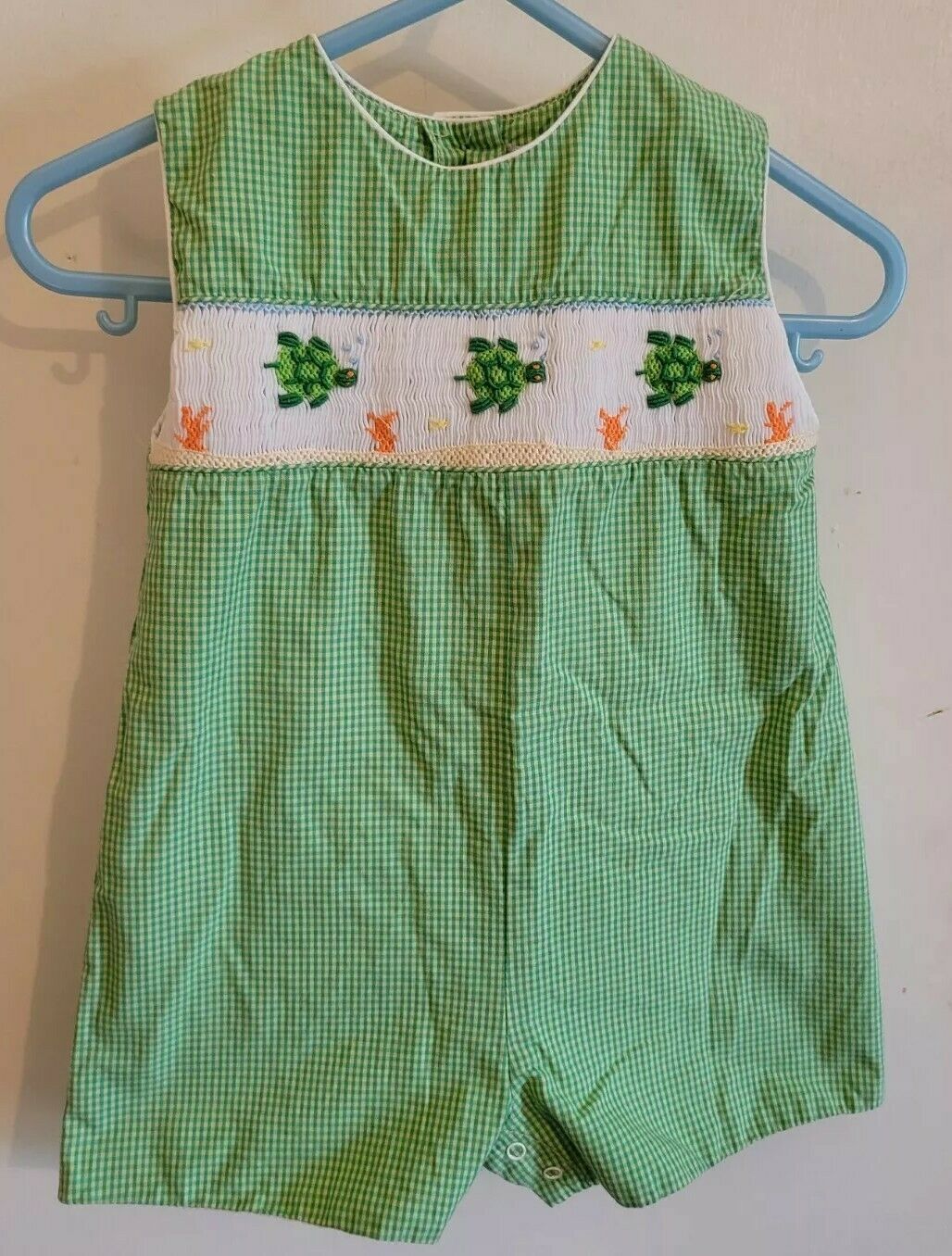 Vintage Petite Ami Baby One Piece Romper Smocked Turtles Size 6months 100%cotton