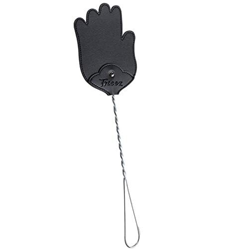 Sturdy Leather Fly Swatter - 17.5"  Flyswatter With Durable Metal Handle