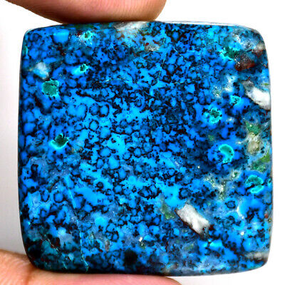 93.20 Cts Natural Untreated Azurite Cushion Cabochon 37x37x6 Mm Loose Gemstone